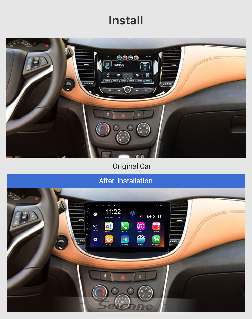 Seicane OEM 9 pulgadas Android 10.0 Radio para 2017-2019 Chevy Chevrolet Trax Bluetooth HD Pantalla táctil Soporte de navegación GPS Carplay DVR OBD