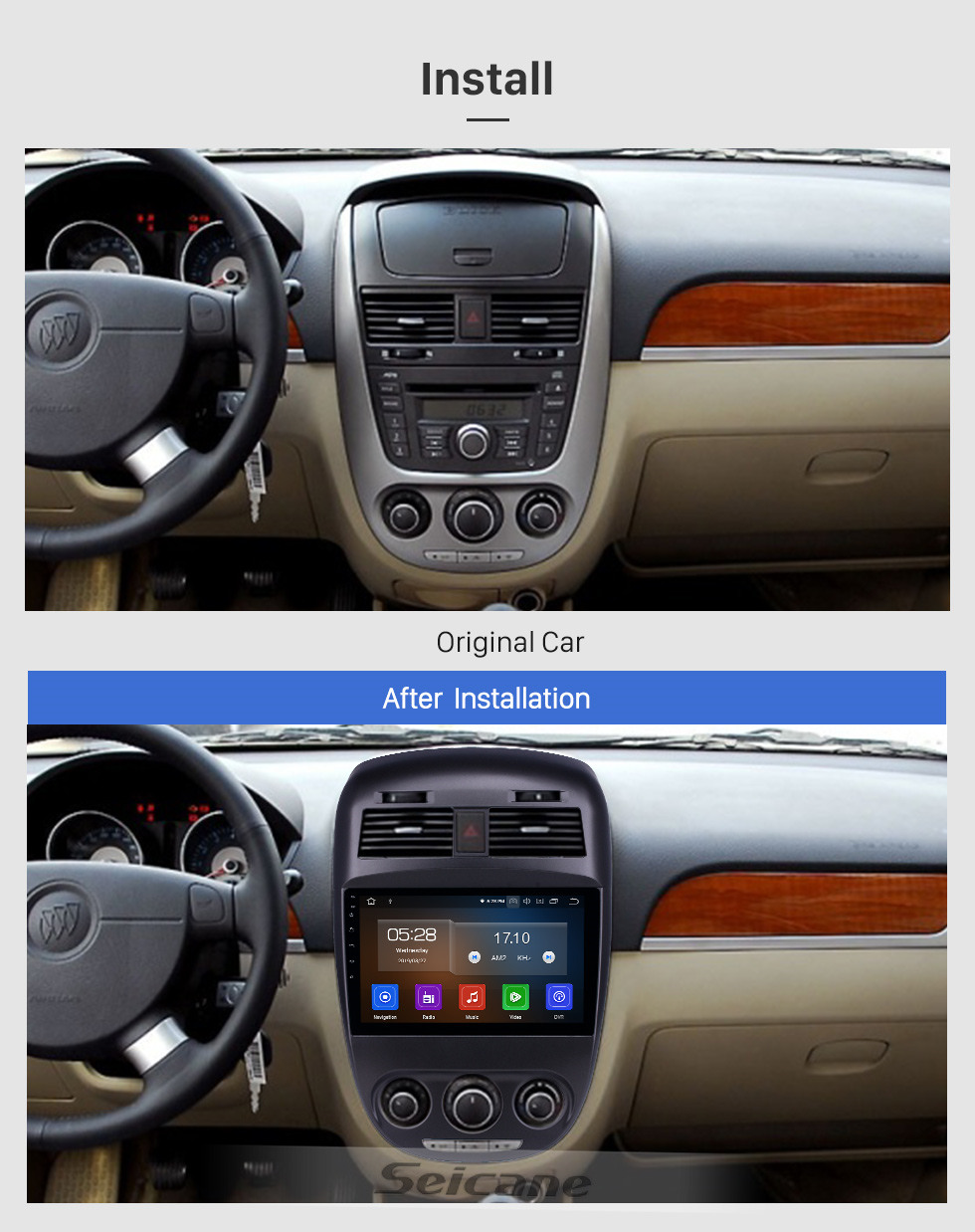 Seicane 10.1 polegadas HD Touchscreen Android 10.0 Rádio Navegação GPS para 2008-2018 Buick Excelle Com suporte Bluetooth Carplay DVR