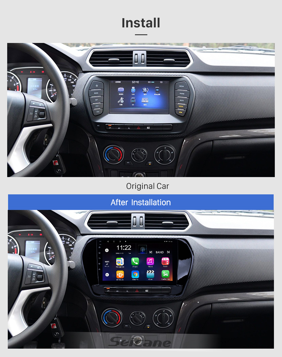 Seicane Android 10.0 Radio de navegación GPS con pantalla táctil HD de 9 pulgadas para 2011-2015 Great Wall Wingle 5 con soporte Bluetooth Carplay DVR OBD2