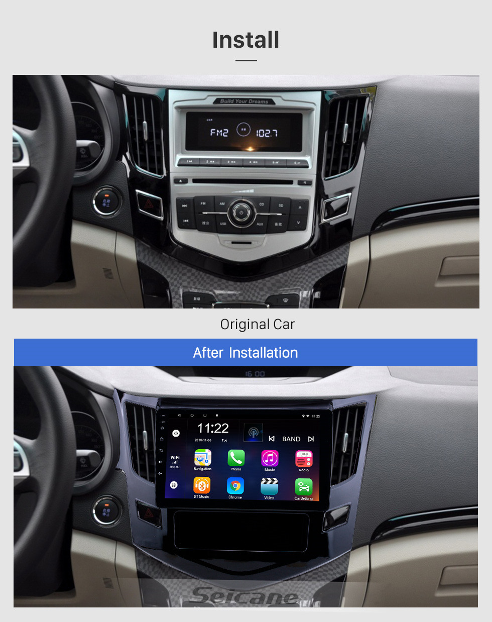 Seicane Écran tactile HD 9 pouces Android 10.0 Radio de navigation GPS pour 2012-2016 BYD Surui F5 avec prise en charge Bluetooth AUX WIFI Carplay TPMS DAB +