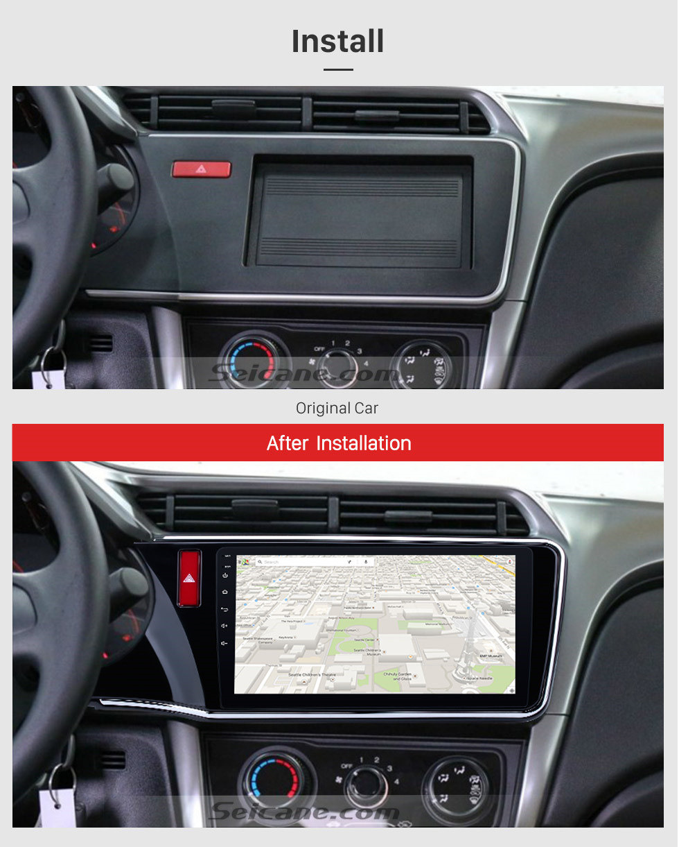 Seicane 2014 2015 2016 2017 Honda CITY Left Android 10.0 10,1-дюймовый HD 1024 * 600 Сенсорный экран Радио GPS Спутниковая навигационная поддержка WIFI USB Bluetooth Музыка Аудиосистема 1080P Зеркальная связь DVR OBD2