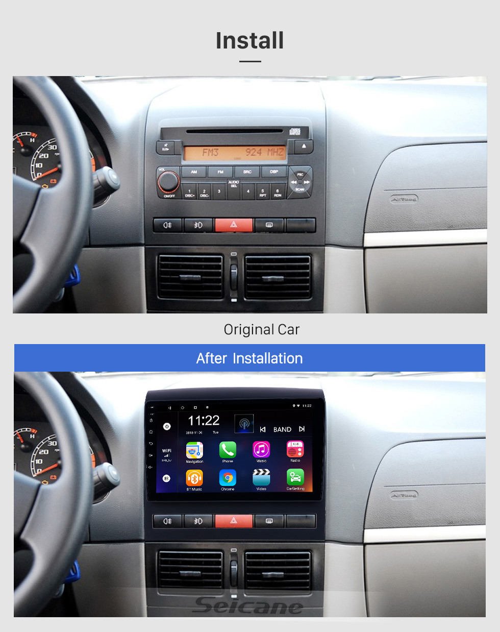 Seicane Android 10.0 9 pulgadas HD Pantalla táctil Radio de navegación GPS para 2009 Fiat Perla con Bluetooth USB WIFI compatible Carplay DVR OBD2