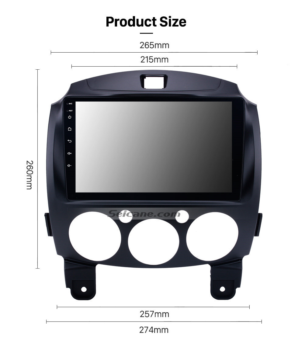 Seicane Écran tactile HD 9 pouces Android 10.0 Radio de navigation GPS pour 2007-2014 MAZDA 2 / Jinxiang / DE / troisième génération avec prise en charge Bluetooth USB Lien miroir