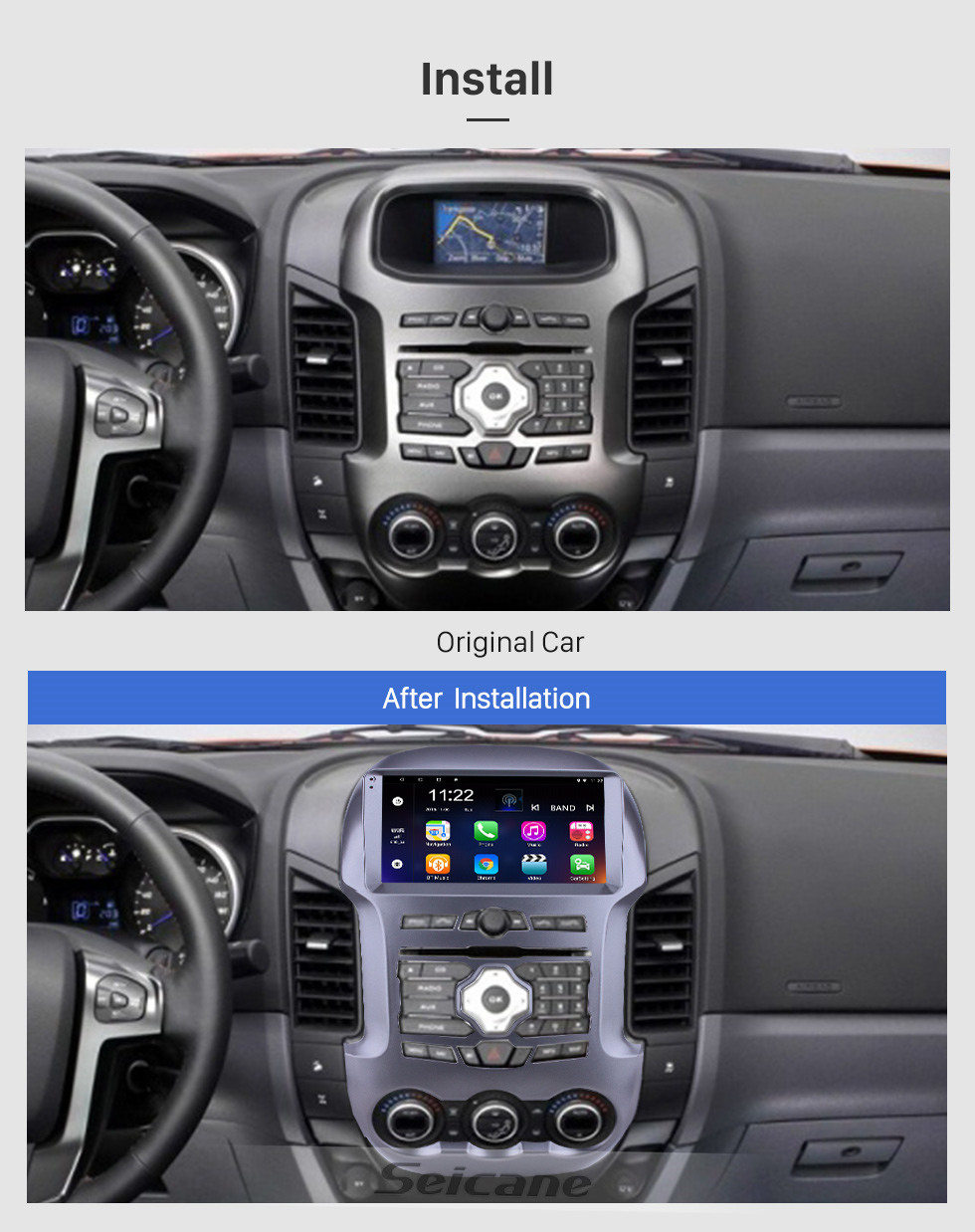 Seicane OEM 9 pouces Android 10.0 pour 2011-2016 Ford Ranger Radio Bluetooth HD à écran tactile GPS Navigation support Carplay DAB + OBD2 TPMS