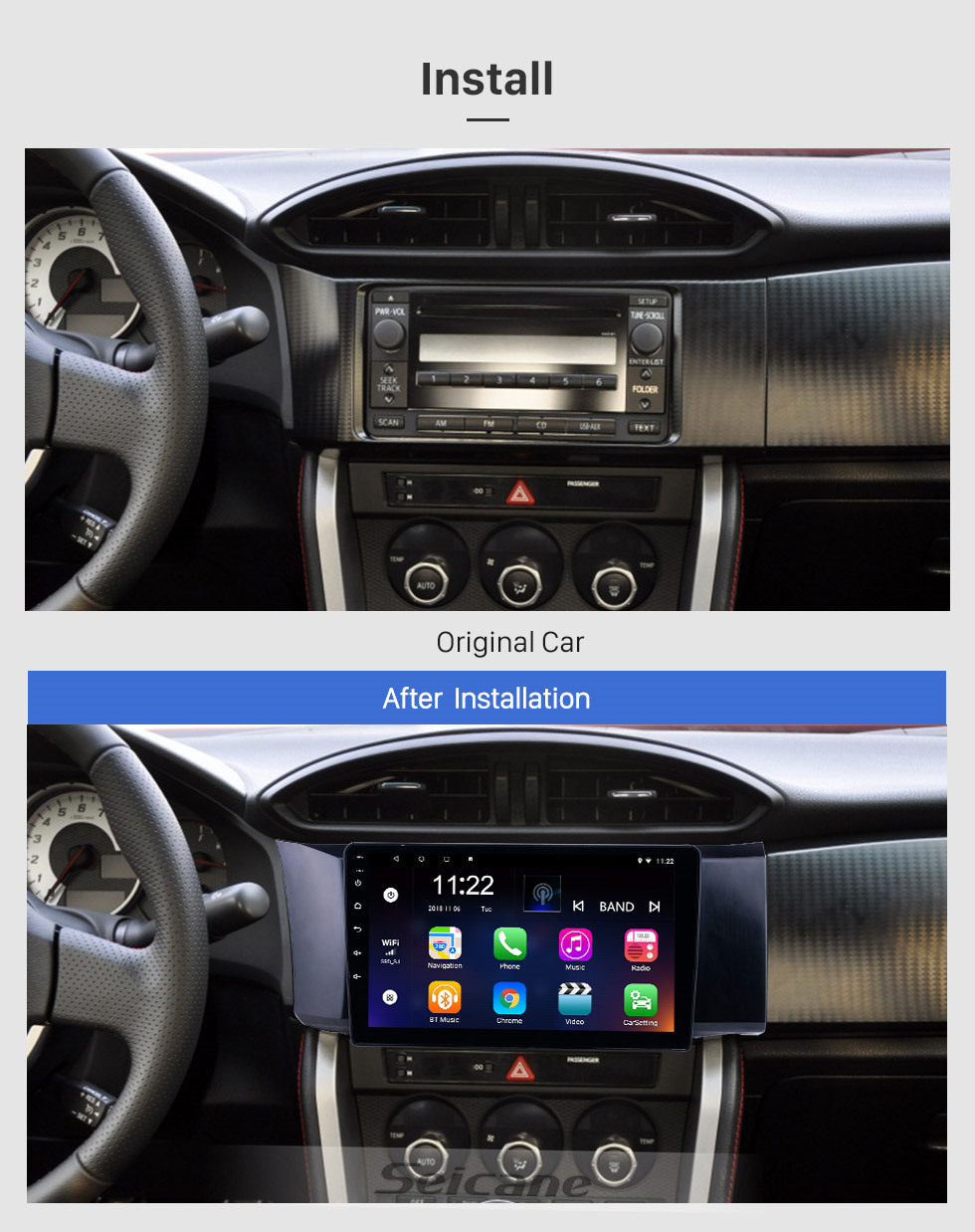 Seicane 9 inch GPS Navigation Radio Android 10.0 for 2013-2014 Toyota 86 LHD With HD Touchscreen Bluetooth support Carplay Backup camera Seicane 9 inch GPS Navigation Radio Android 10.0 for 2013-2014 Toyota 86 LHD With HD Touchscreen Bluetooth support Carplay Backup camera