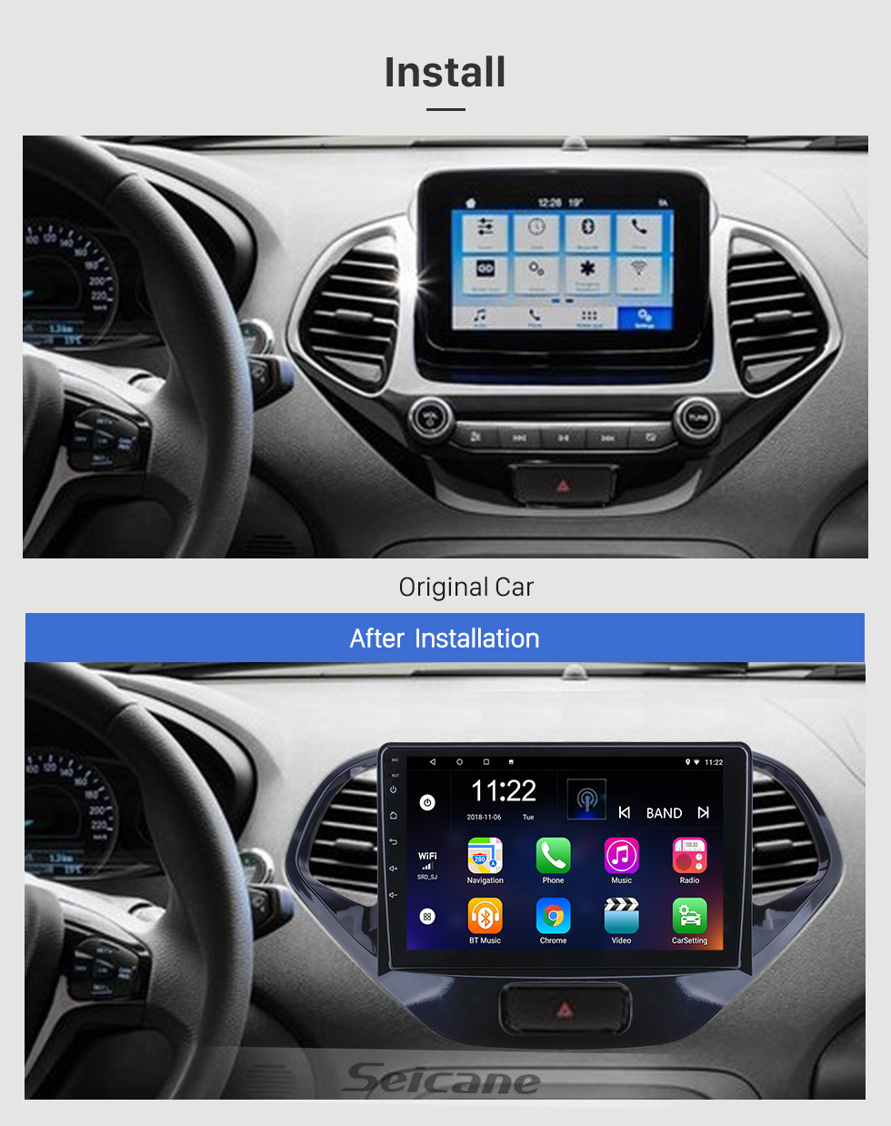 Seicane OEM 9 Zoll Android 10.0 für 2015 2016 2017 2018 Ford Figo Radio Bluetooth HD Touchscreen GPS Navigation Unterstützung Carplay Digital TV Seicane OEM 9 Zoll Android 10.0 für 2015 2016 2017 2018 Ford Figo Radio Bluetooth HD Touchscreen GPS Navigation Unterstützung Carplay Digital TV