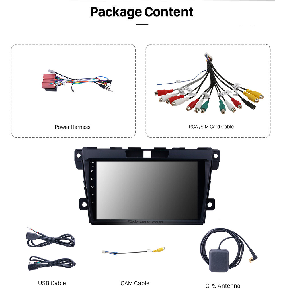 Seicane 9 polegadas Android 10.0 2 Din Radio 2007-2014 MAZDA CX-7 Navegação GPS Bluetooth com USB SD 1080P Sistema de áudio e vídeo Aux