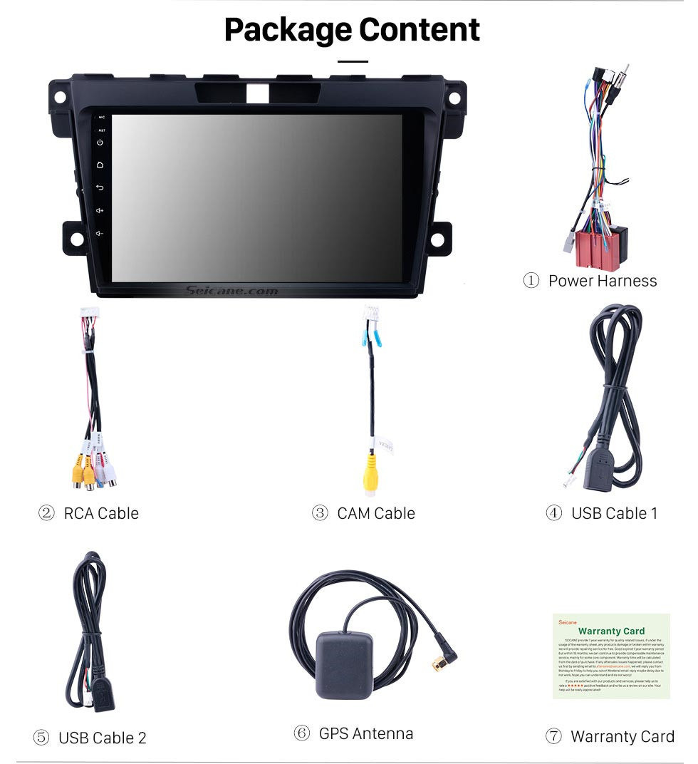 Seicane 9 polegadas Android 10.0 2 Din Radio 2007-2014 MAZDA CX-7 Navegação GPS Bluetooth com USB SD 1080P Sistema de áudio e vídeo Aux