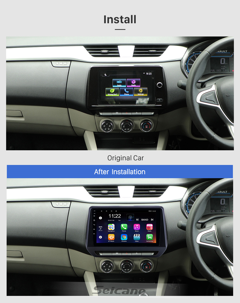 Seicane For 2019 Renault Triber Radio Android 10.0 HD Touchscreen 9 inch GPS Navigation with Bluetooth USB support Carplay SWC DVR Seicane For 2019 Renault Triber Radio Android 10.0 HD Touchscreen 9 inch GPS Navigation with Bluetooth USB support Carplay SWC DVR