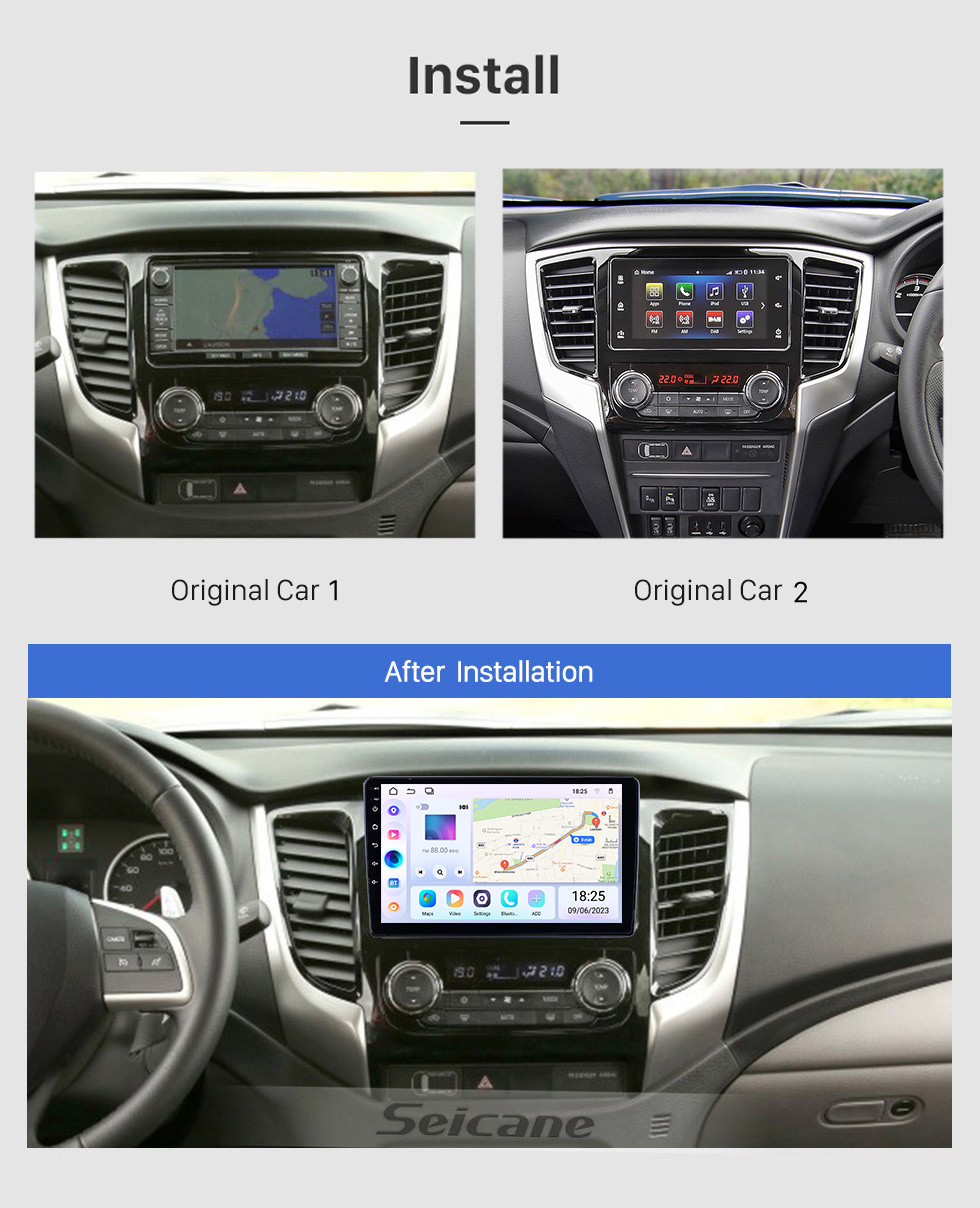 Seicane Android 13.0 9 pouces pour 2019 2020 Mitsubishi Triton L200 Radio HD Navigation GPS à écran tactile avec prise en charge Bluetooth Carplay DVR