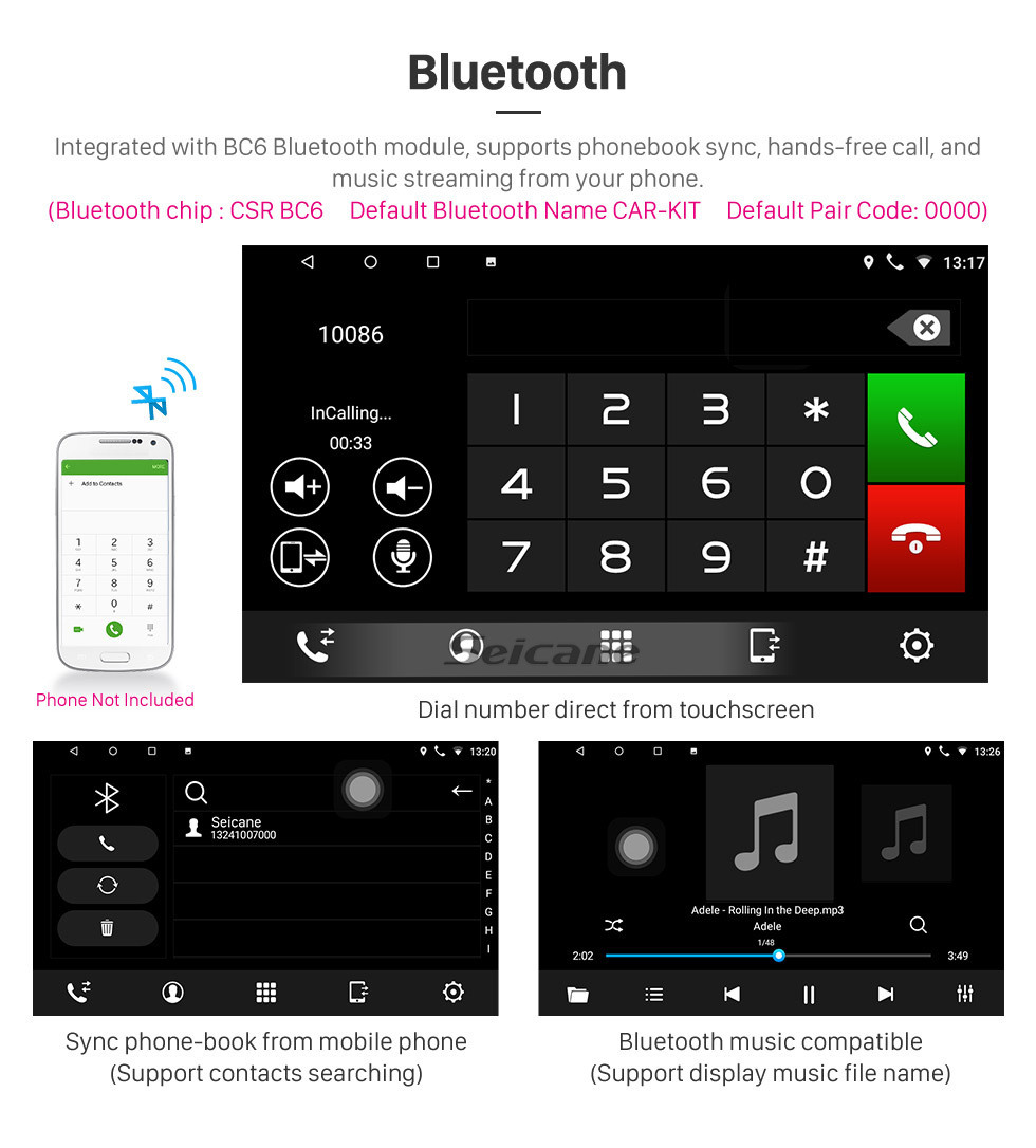 Seicane HD Touchscreen de 9 polegadas para 2015 2016 2017 2018 Citroen Beringo Radio Android 10.0 Navegação GPS com suporte Bluetooth Carplay Câmera traseira