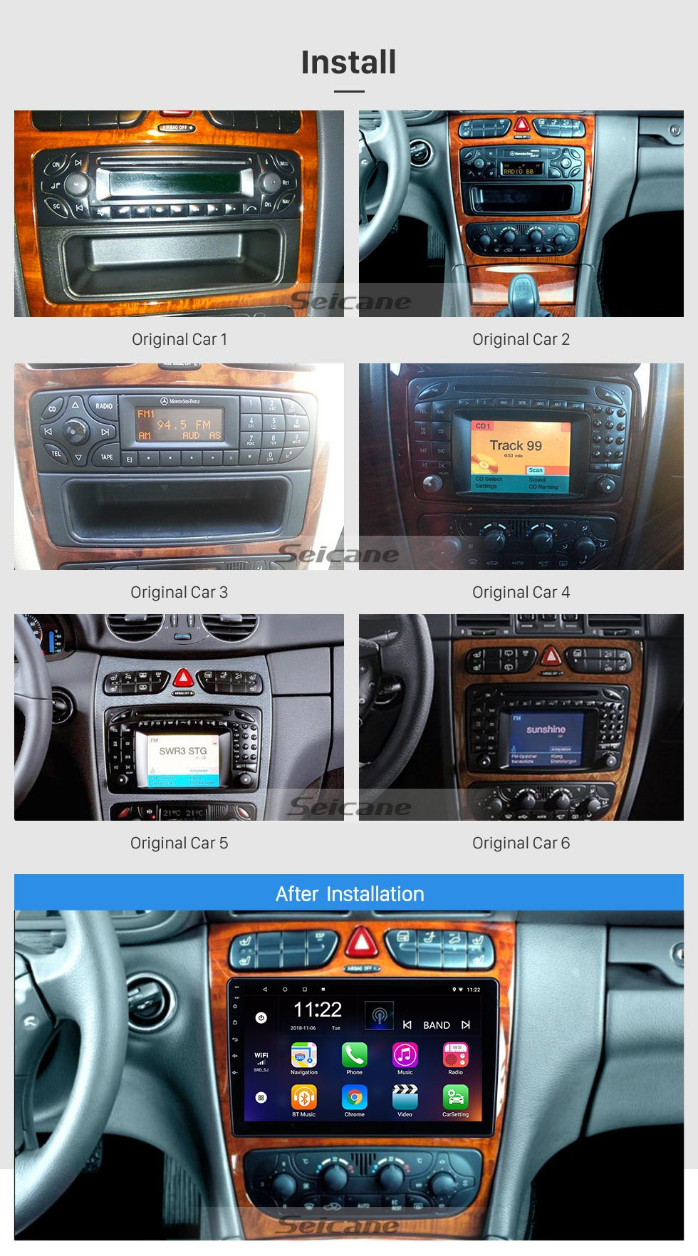 Seicane 10.1 inch Android 10.0 for 2002 2003 2004 Mercedes Benz C Class W203 Radio GPS Navigation With HD Touchscreen Bluetooth support Carplay DVR Seicane 10.1 inch Android 10.0 for 2002 2003 2004 Mercedes Benz C Class W203 Radio GPS Navigation With HD Touchscreen Bluetooth support Carplay DVR
