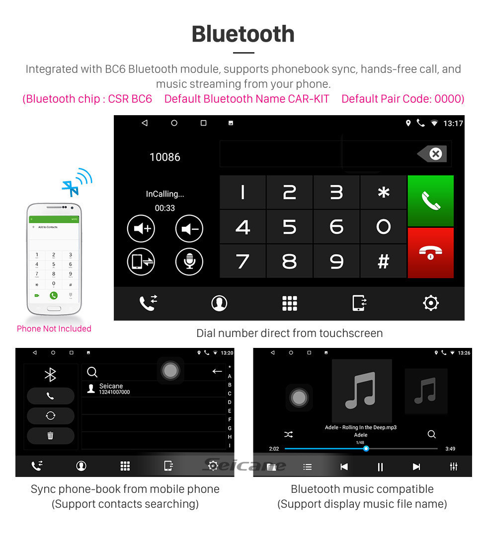 Seicane Pour 2011 2012 2013 SsangYong Korando Radio Android 10.0 HD Écran tactile 9 pouces Navigation GPS avec support Bluetooth USB Carplay SWC