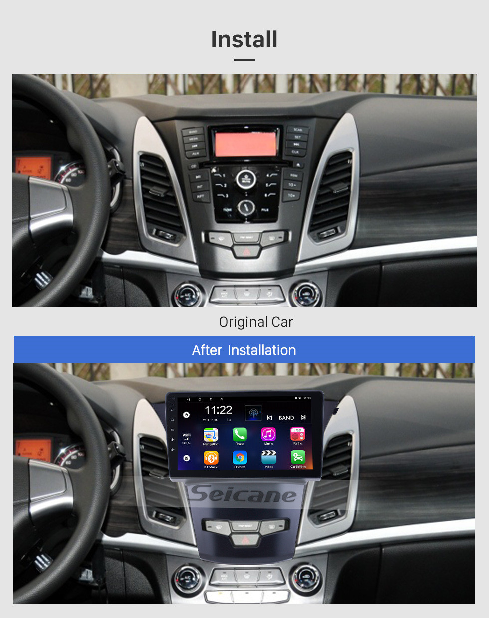 Seicane OEM 9 polegada Android 10.0 para 2014 2015 2016 SsangYong Korando Rádio Bluetooth HD Touchscreen GPS Suporte de navegação Carplay DAB + OBD2