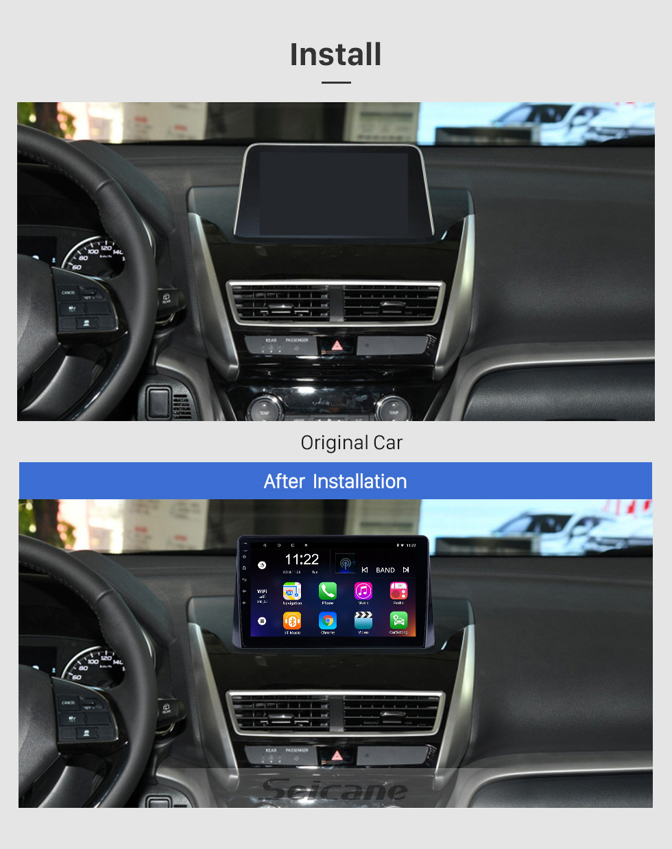 Seicane 10.1 pulgadas Android 10.0 para 2018 Mitsubishi Eclipse Cross Radio Sistema de navegación GPS con pantalla táctil HD Soporte Bluetooth Carplay DVR