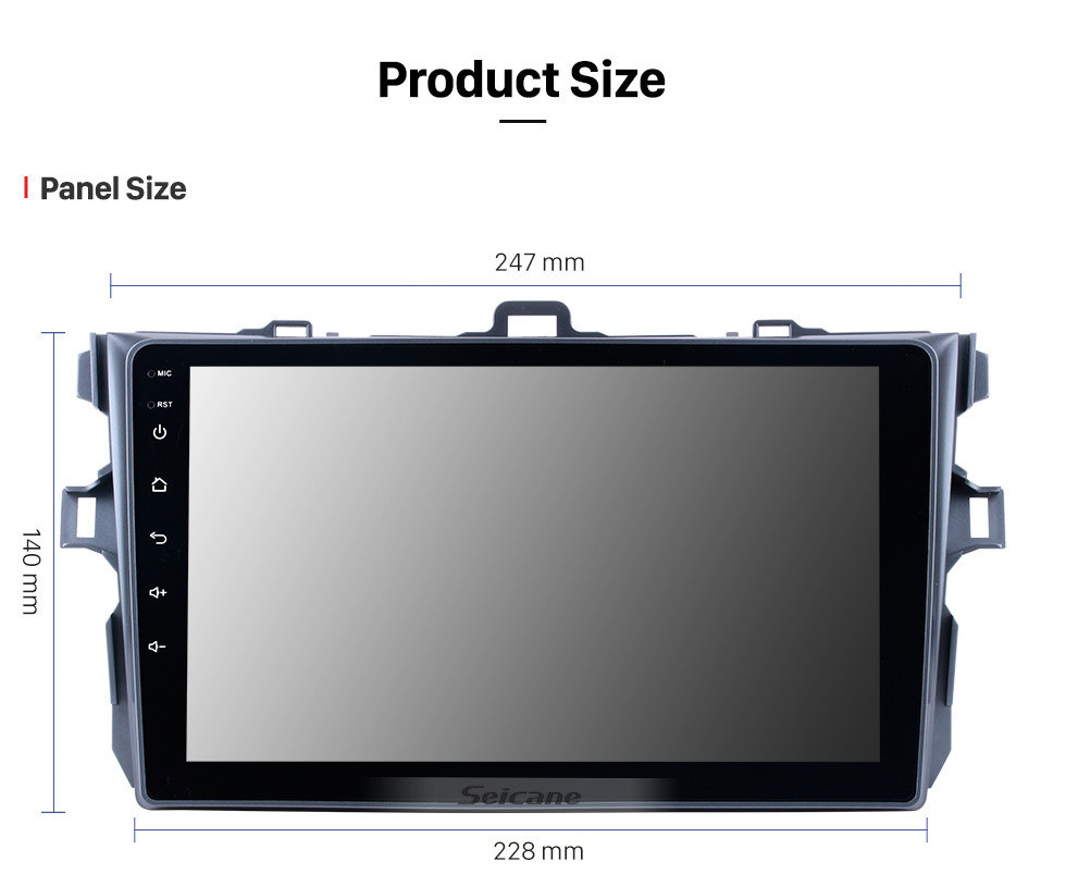 Seicane 9 pulgadas 2006-2012 Toyota Corolla Pure Android 10.0 GPS Sistema de navegación multimedia con 3G Sintonizador de radio Bluetooth Música Espejo Enlace OBD2 Cámara de respaldo HD 1080P Video