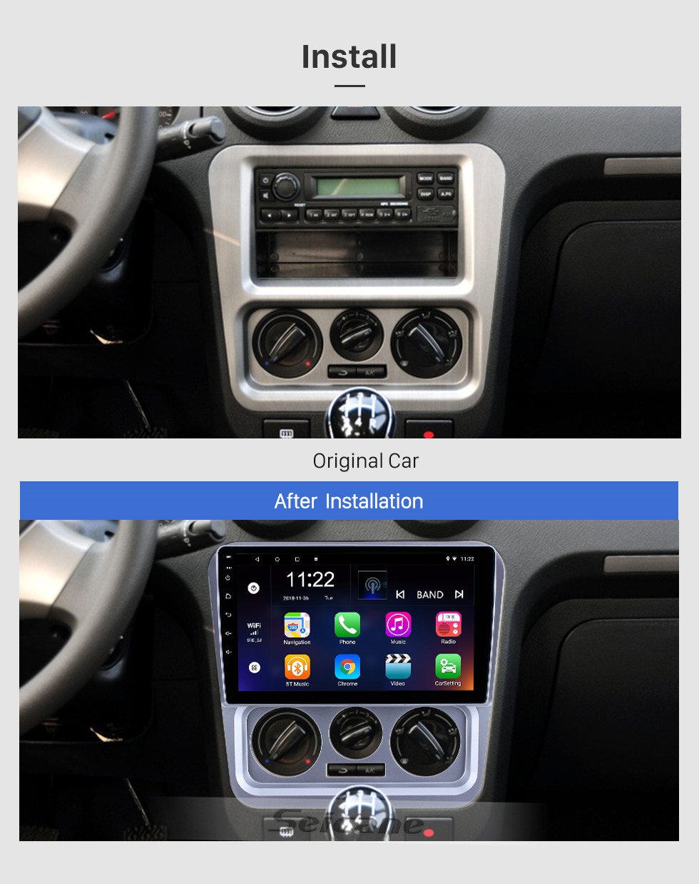 Seicane Écran tactile HD 9 pouces pour 2009 2010 2011 2012 2013 Geely Ziyoujian Radio Android 10.0 Navigation GPS avec prise en charge Bluetooth Carplay