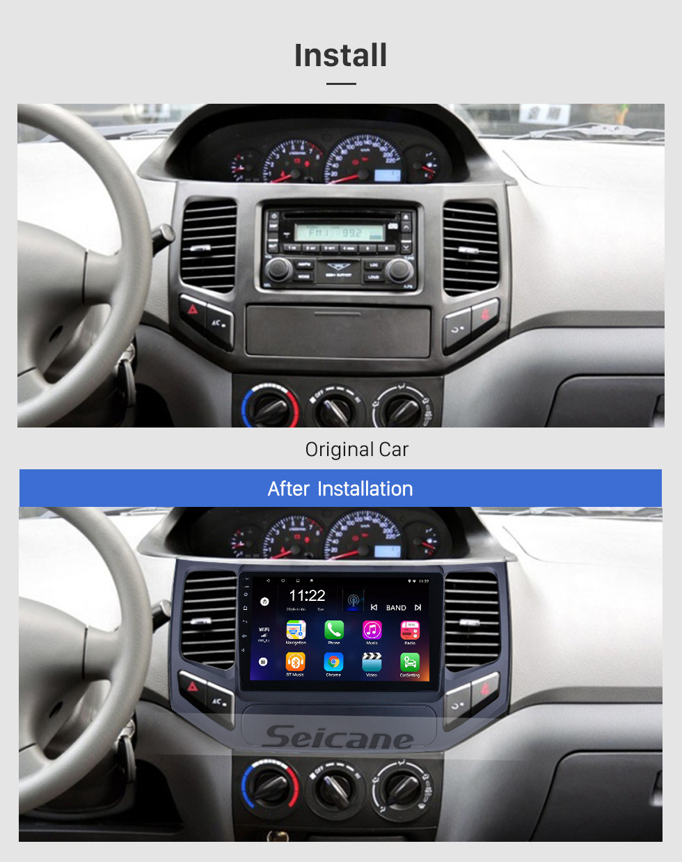 Seicane HD-Touchscreen 9 Zoll für 2009 2010 Geely King Kong Radio Android 10.0 GPS-Navigationssystem mit Bluetooth-Unterstützung Carplay DAB +