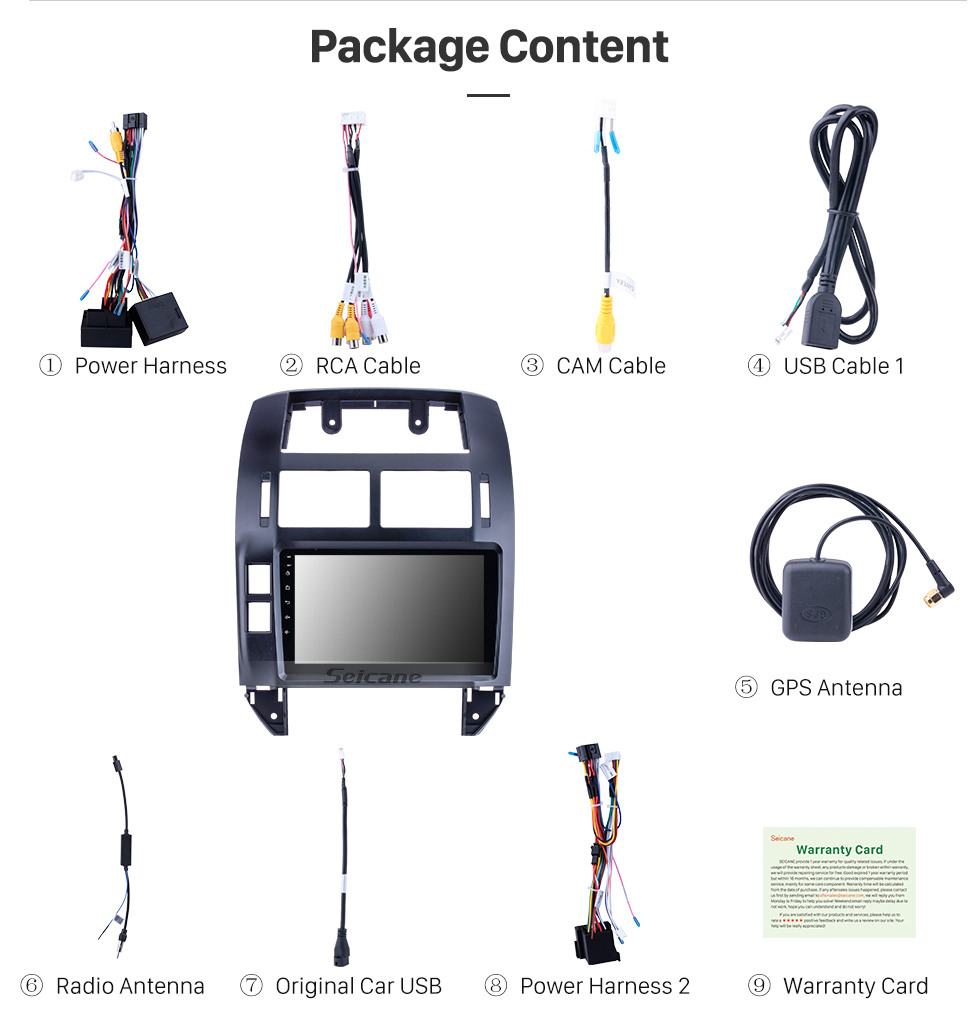 Seicane OEM 9 inch Android 10.0 for 2004 2005 2006-2011 VW Volkswagen Polo Radio Bluetooth HD Touchscreen GPS Navigation System support Carplay
