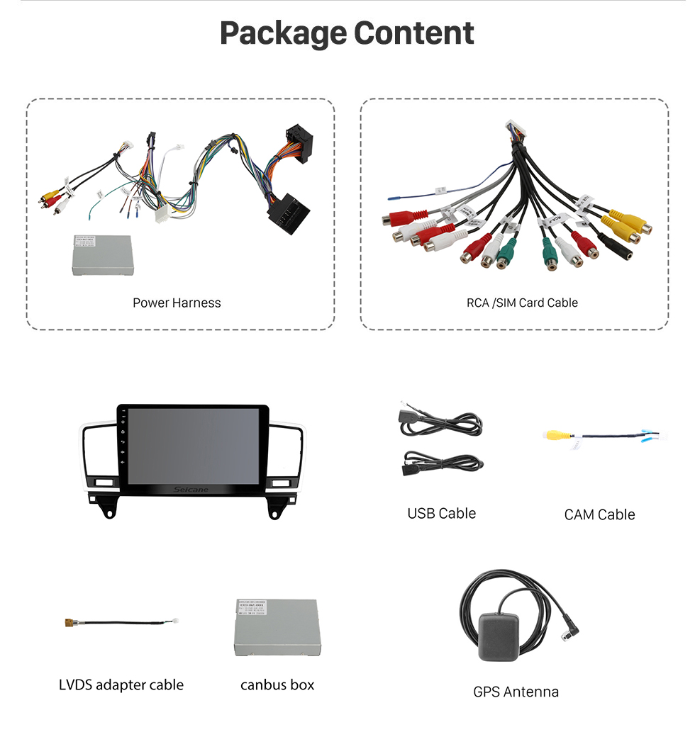 Seicane Tela sensível ao toque HD de 9 polegadas para 2014 2015 Mercedes Benz ML Rádio Android 13.0 Sistema de navegação GPS com suporte para Bluetooth Carplay DAB +