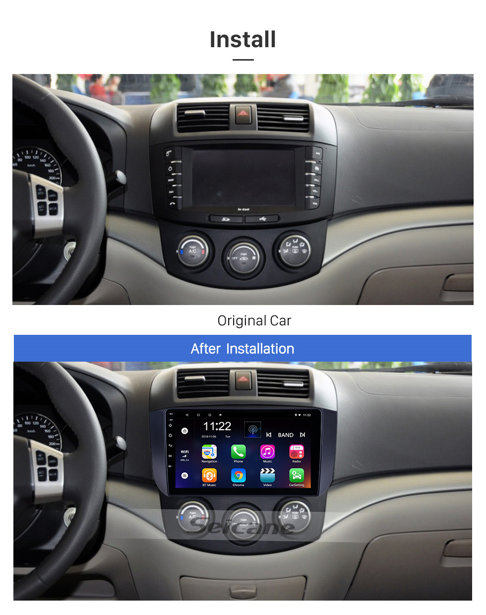 Seicane Écran tactile HD 9 pouces pour 2009 2010 2011 2012 Radio Changan Alsvin V5 Android 10.0 Système de navigation GPS avec prise en charge Bluetooth Carplay DAB +