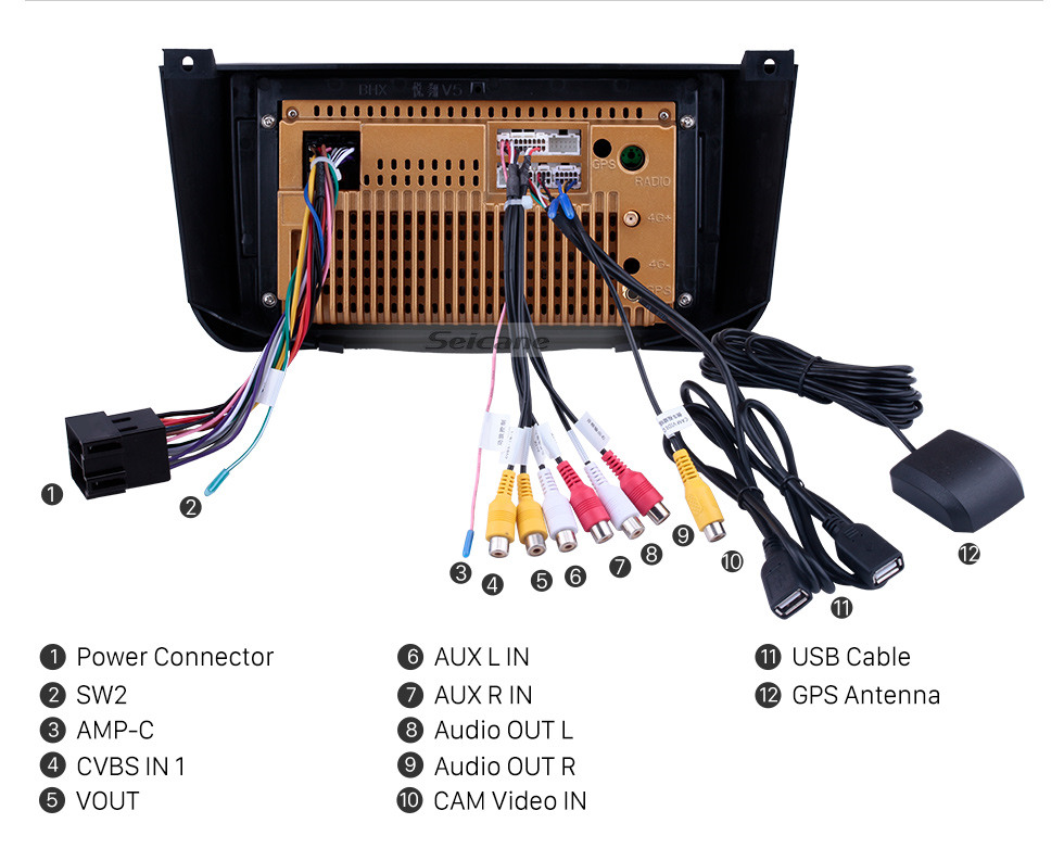 Seicane Pantalla táctil HD de 9 pulgadas para 2009 2010 2011 2012 Radio Changan Alsvin V5 Android 10.0 Sistema de navegación GPS con soporte Bluetooth Carplay DAB +