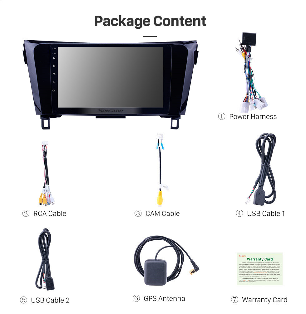 Seicane 9 pulgadas Android 10.0 GPS Radio Sistema de navegación multimedia Bluetooth para 2013 2014 Nissan X-Trail con 3G WiFi Mirror Link Pantalla táctil OBD2 Control del volante Auto A / V USB SD