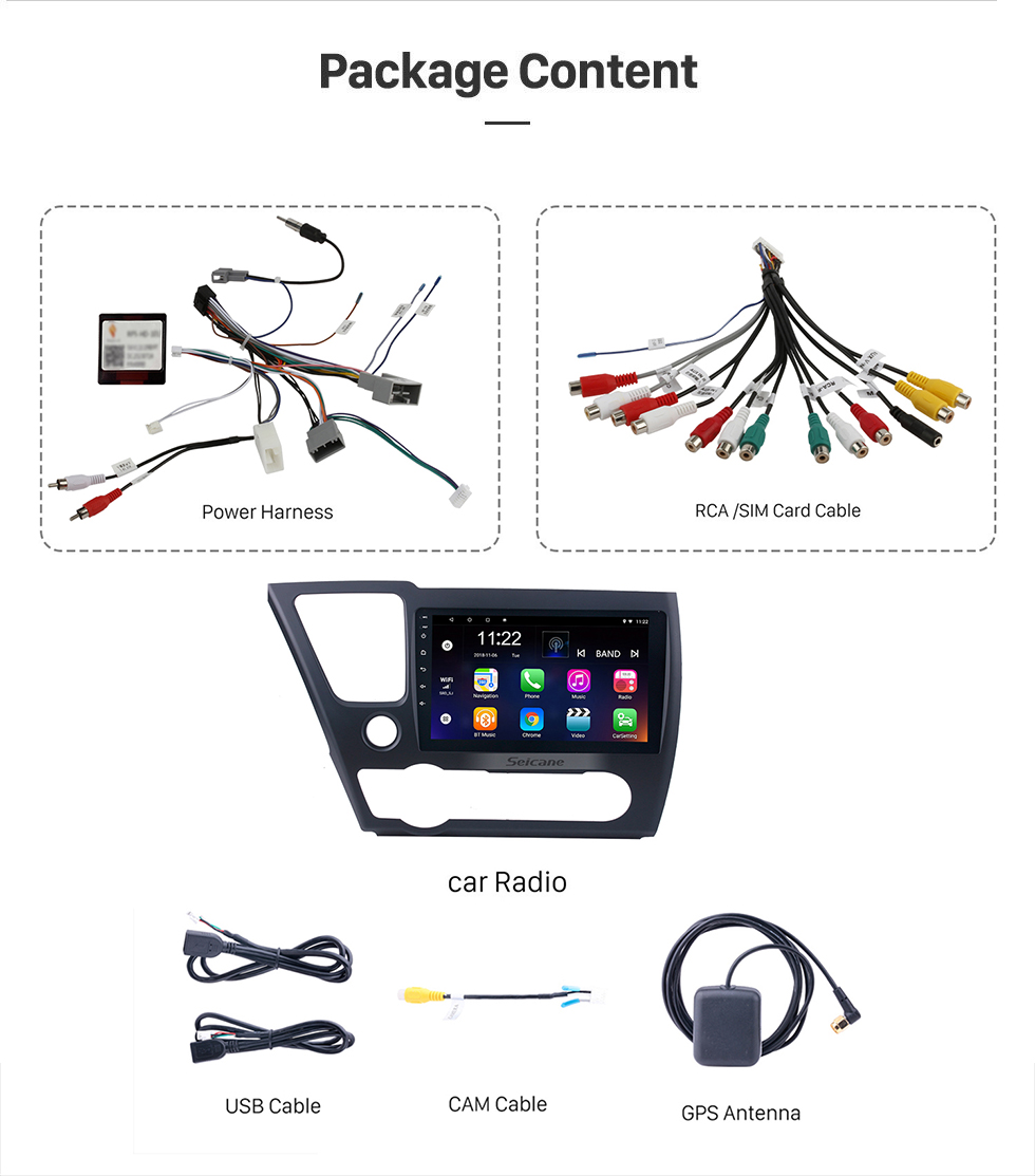 Seicane 9 Zoll 2014 2015 2016 2017 HONDA CIVIC Android 13.0 HD Touchscreen Radio GPS Navigationskopfeinheit mit Bluetooth WIFI Rückfahrkamera AUX 1080P OBDII DVR Mirror Link Seicane 9 Zoll 2014 2015 2016 2017 HONDA CIVIC Android 13.0 HD Touchscreen Radio GPS Navigationskopfeinheit mit Bluetooth WIFI Rückfahrkamera AUX 1080P OBDII DVR Mirror Link