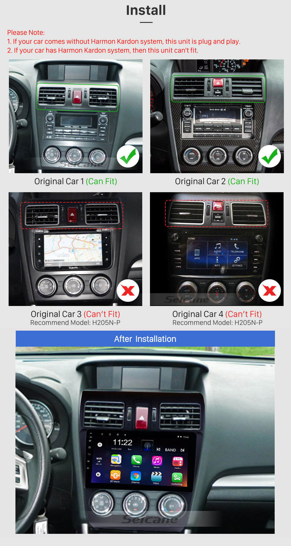 Seicane 9 pulgadas 1024 * 600 Pantalla táctil 2014 2015 2016 Subaru Forester Android 13.0 Radio Sistema de navegación GPS Bluetooth Cámara de visión trasera WIFI Enlace espejo Control del volante