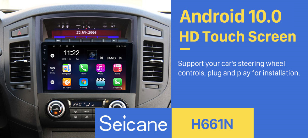 Seicane 9 inch HD 1024*600 Touch Screen 2006 2007 2008-2013 Mitsubishi PAJERO V97/V93 Android 10.0 Radio GPS Navigation Car Stereo with Bluetooth Music MP3 USB 1080P Video WIFI Mirror Link