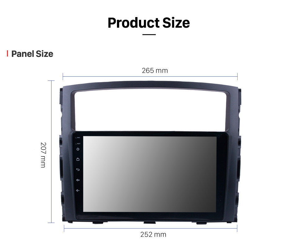 Seicane 9 pouces HD 1024 * 600 écran tactile 2006 2007 2008-2013 Mitsubishi PAJERO V97 / V93 Android 10.0 Radio GPS Navigation Navigation Stéréo avec Bluetooth Musique MP3 USB 1080P Vidéo WIFI Lien Miroir