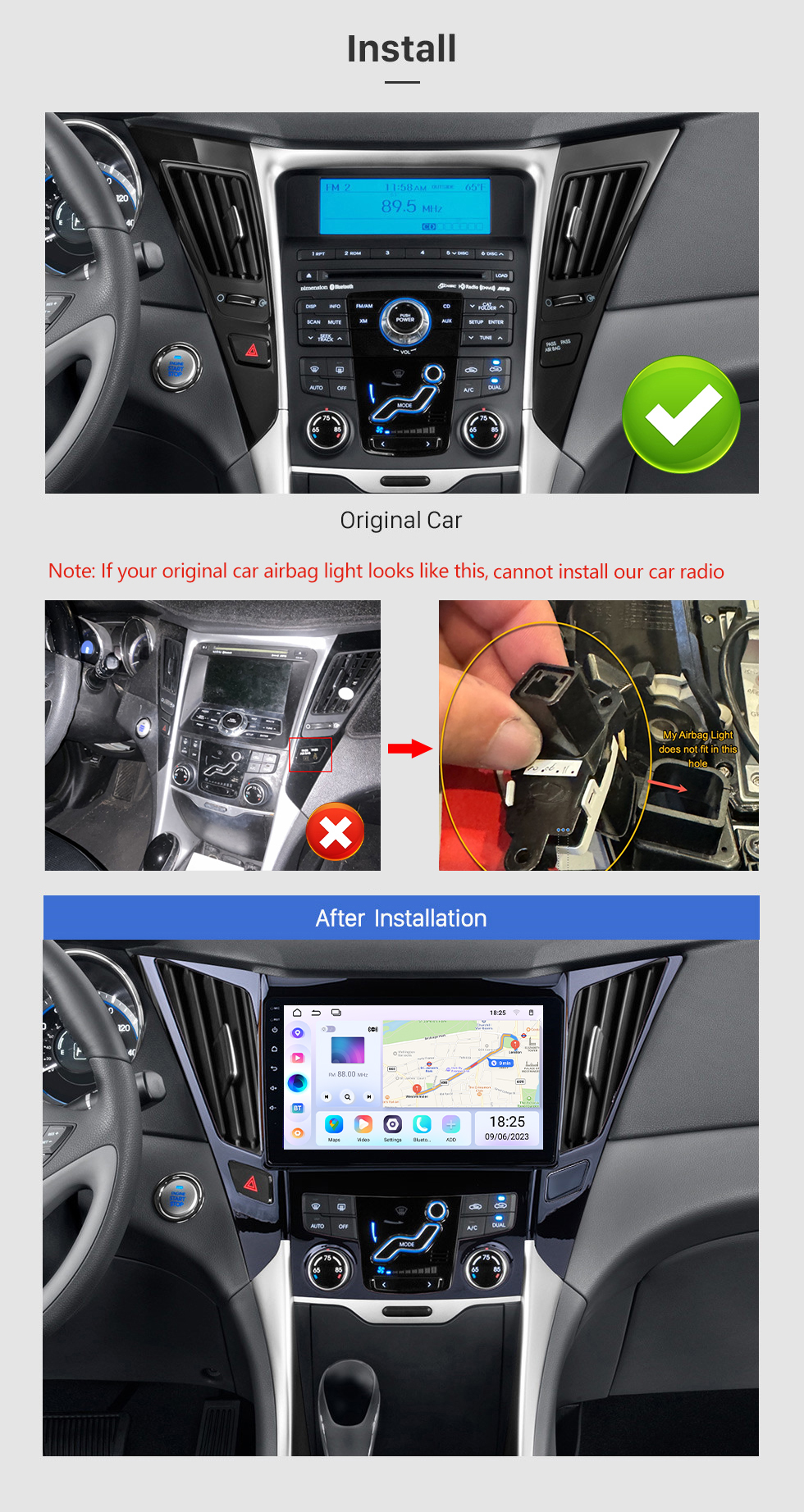 Seicane 9 Zoll All-in-One Android 14.0 GPS Navigationssystem für 2011-2015 HYUNDAI Sonata i40 i45 mit Touchscreen TPMS DVR OBD II Rückfahrkamera AUX USB SD Lenkradsteuerung WiFi Video Radio Bluetooth Seicane 9 Zoll All-in-One Android 14.0 GPS Navigationssystem für 2011-2015 HYUNDAI Sonata i40 i45 mit Touchscreen TPMS DVR OBD II Rückfahrkamera AUX USB SD Lenkradsteuerung WiFi Video Radio Bluetooth