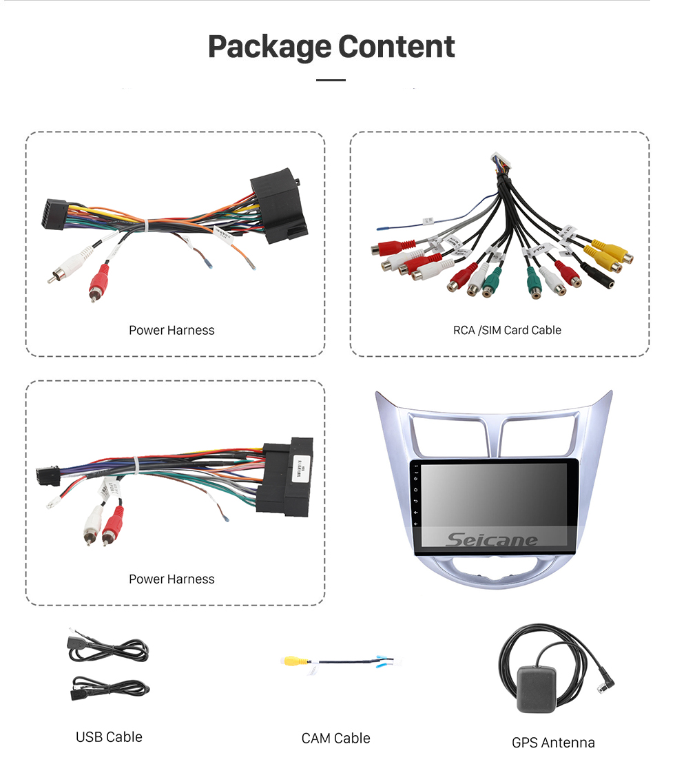 Seicane 9 pouces HD 1024 * 600 Android 10.0 2011 2012 2013 Hyundai Verna Accent Radio Solaris Mise à niveau Navigation GPS Aftermarket Stéréo Multi-touch Écran capacitif Bluetooth Musique 3G WiFi Lien Miroir OBD2 MP3 MP4