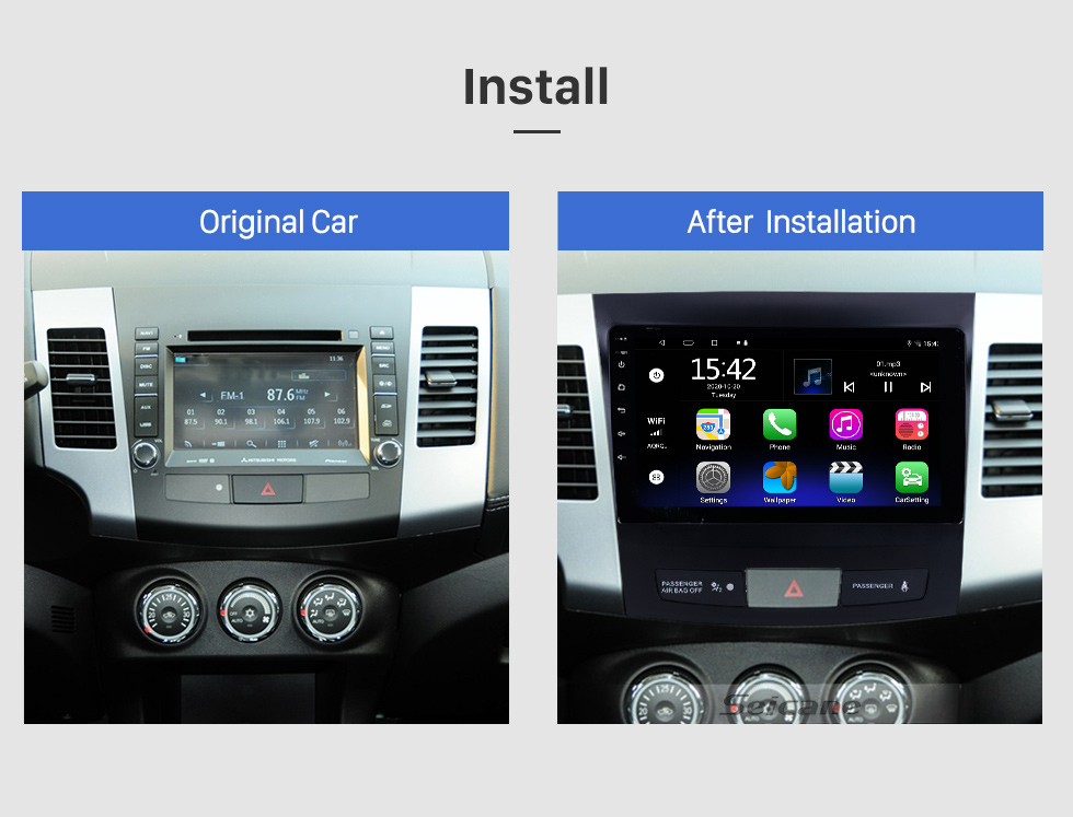 Seicane Écran tactile 9 pouces 2006-2014 MITSUBISHI Outlander Android 10.0 Radio Système de navigation GPS Bluetooth avec prise en charge WIFI OBD2 DVR Caméra de recul Seicane Écran tactile 9 pouces 2006-2014 MITSUBISHI Outlander Android 10.0 Radio Système de navigation GPS Bluetooth avec prise en charge WIFI OBD2 DVR Caméra de recul