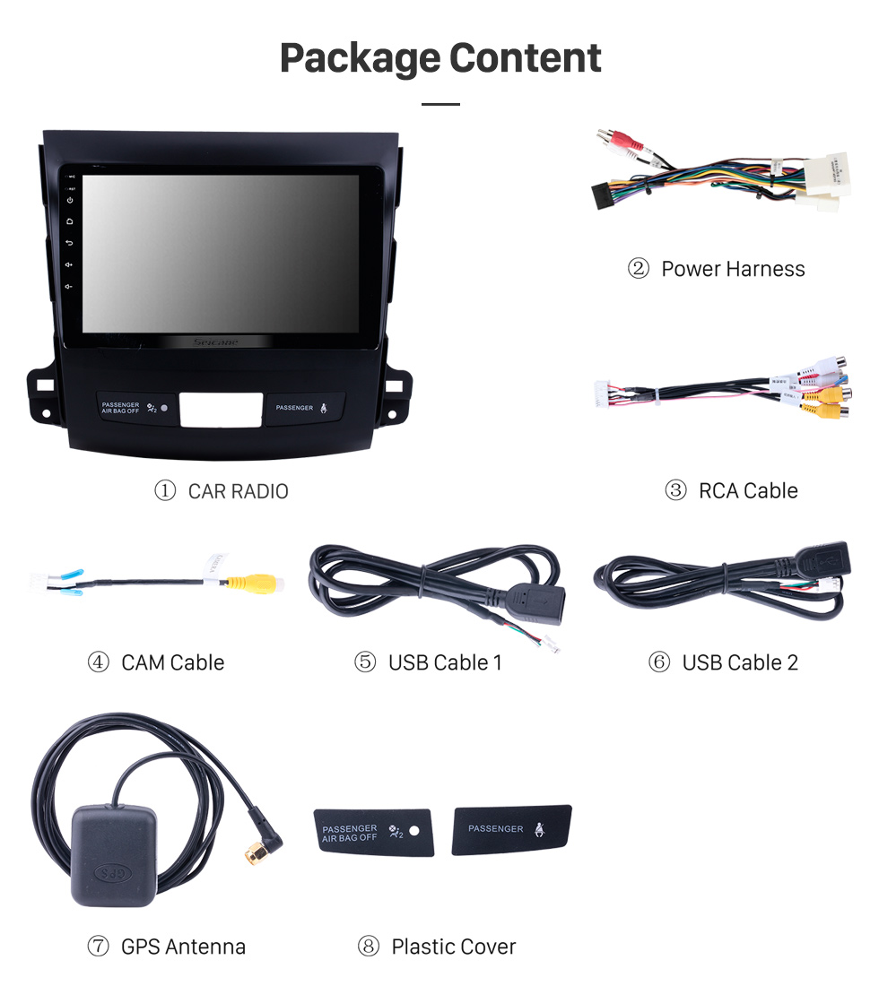 Seicane 9 inch Touch Screen 2006-2014 MITSUBISHI Outlander Android 10.0 Radio Bluetooth GPS Navigation system with WIFI support OBD2 DVR Backup camera