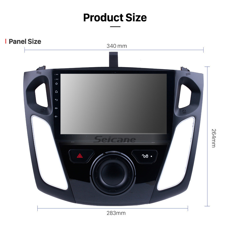 Seicane 9 pulgadas Android 13.0 Navegación GPS HD 1024 * 600 Radio con pantalla táctil para 2011 2012-2015 Ford Focus con Bluetooth WIFI 1080P USB Mirror Link OBD2 DVR Control del volante