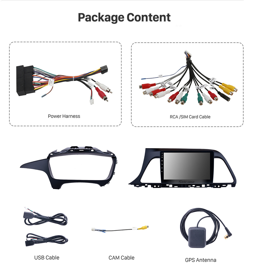 Seicane Android 10.0 2015 2016 2017 Hyundai Sonata 9 Zoll HD Touchscreen Autoradio Head Unit GPS-Navigationssystem Bluetooth Wlan Unterstützung Lenkradsteuerung USB OBD2 Rückfahrkamera