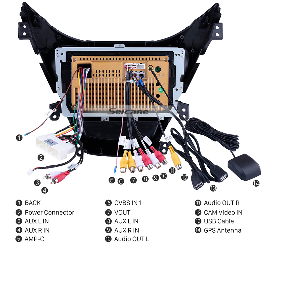 Seicane Android 10.0 2012-2014 Hyundai Elantra 9 inch HD Touchscreen Radio Bluetooth GPS Navigation Multimedia Player WIFI USB Carplay SWC support OBD DVR