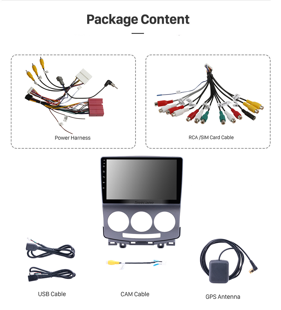 Seicane 2005-2010 Antiguo Mazda 5 Android 13.0 Radio de navegación GPS Pantalla táctil HD de 9 pulgadas con Bluetooth USB WIFI compatible con Carplay OBD2 DAB+ Mirror Link