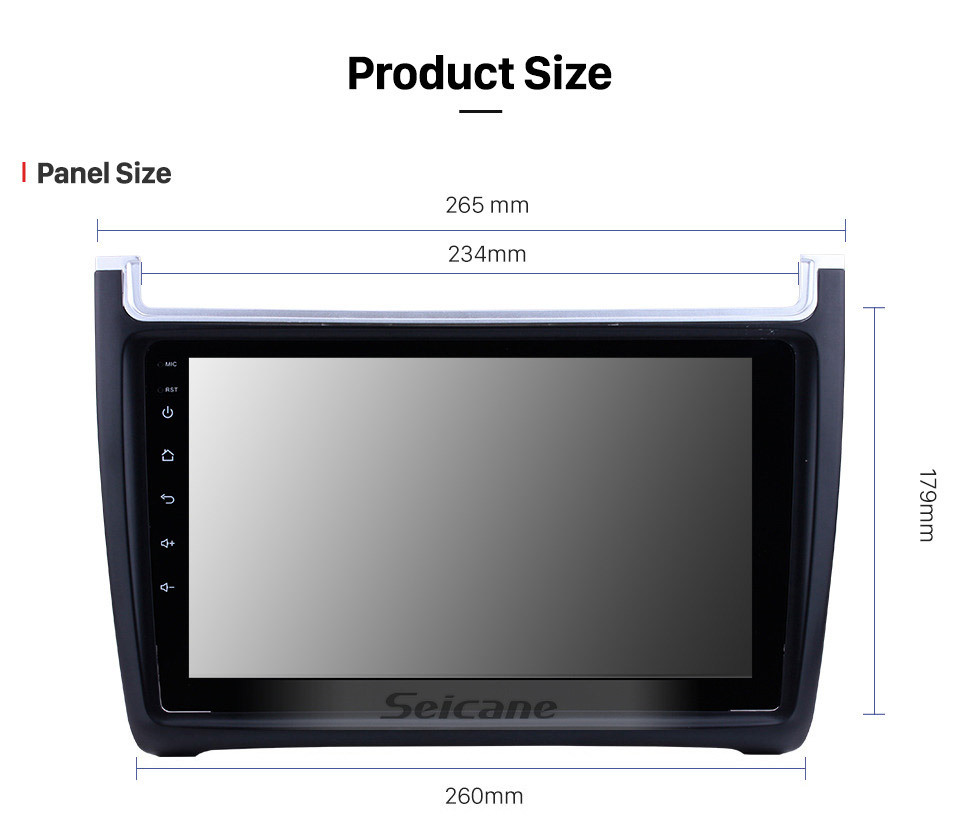 Seicane 9 pouces 1024 * 600 Android 10.0 2012-2015 VW Volkswagen Polo Autoradio Navigation GPS stéréo avec 1080p Vidéo Bluetooth Musique RDS Radio Miroir Lien Commande au volant