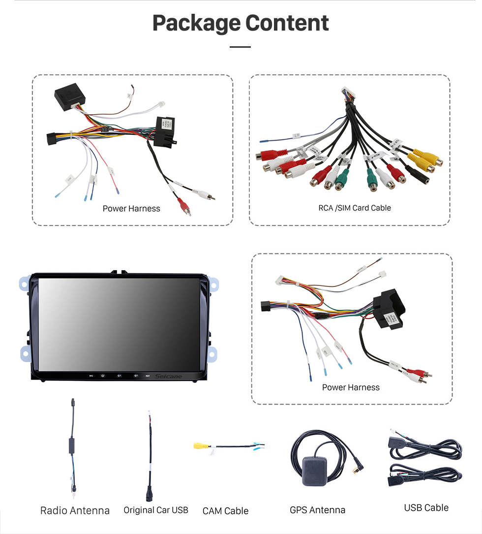 Seicane Android 13.0 de 9 polegadas para sistema de navegação GPS estéreo universal VW Volkswagen com Bluetooth OBD2 DVR HD com tela sensível ao toque câmera retrovisor