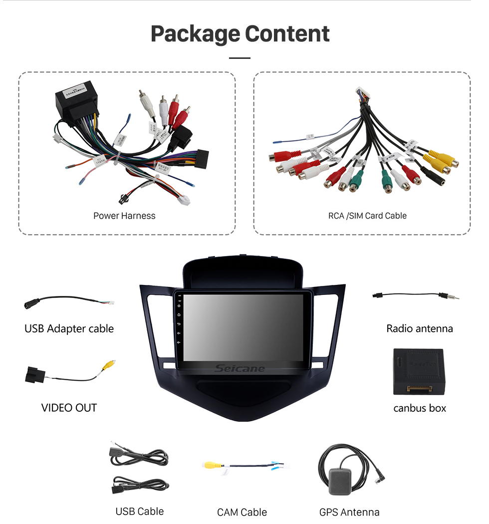 Seicane 2013 2014 2015 Chevy Chevrolet Cruze 9 inch Android 10.0 HD 1024*600 Touchscreen Radio with GPS Navigation Bluetooth USB OBD2 WIFI 1080P Mirror Link Steering Wheel Control