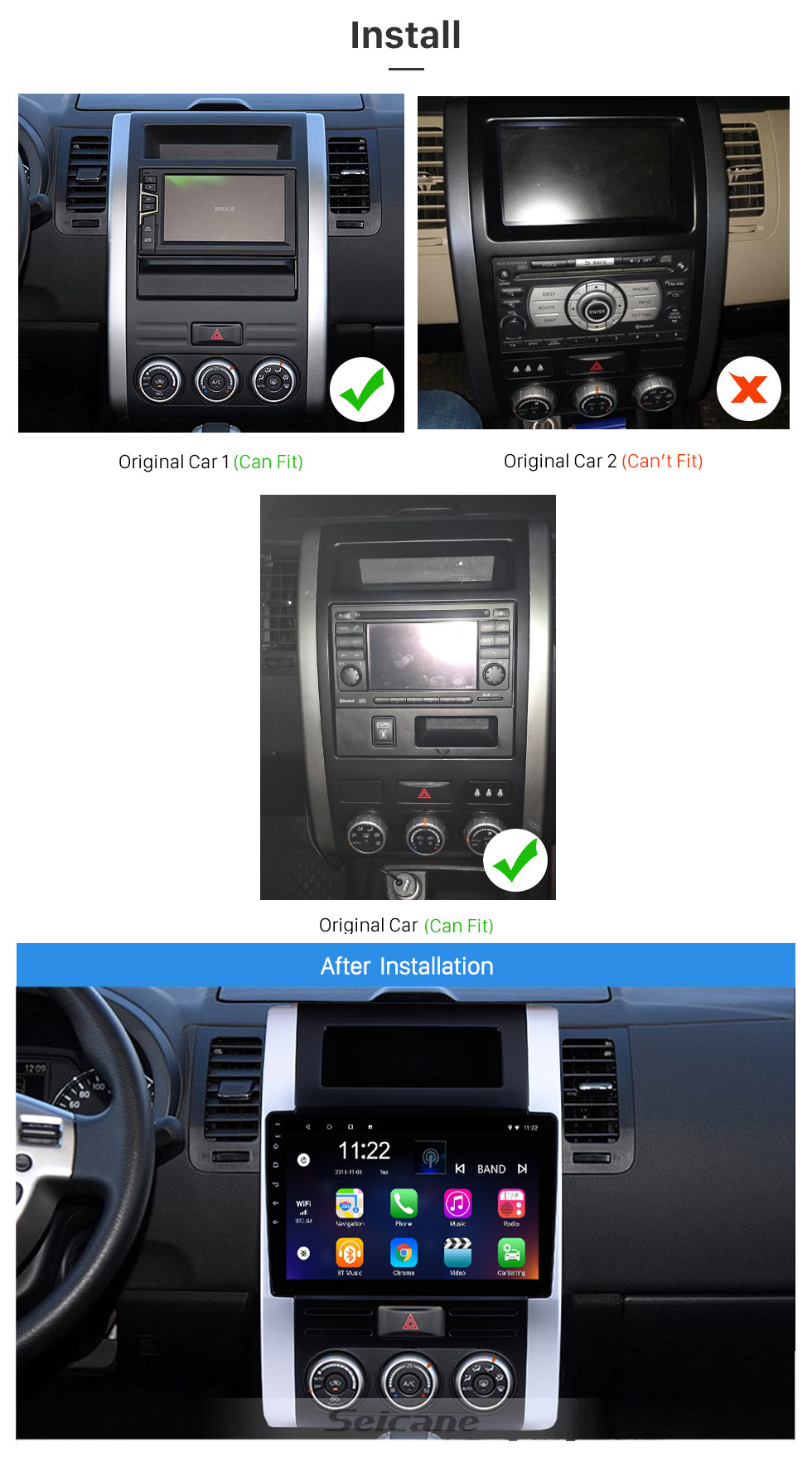 Seicane Radio Android 10,0 de 10,1 pulgadas para 2008-2012 Nissan X-Trail/Dongfeng MX6 pantalla táctil HD con navegación GPS Bluetooth WIFI compatible con SWC