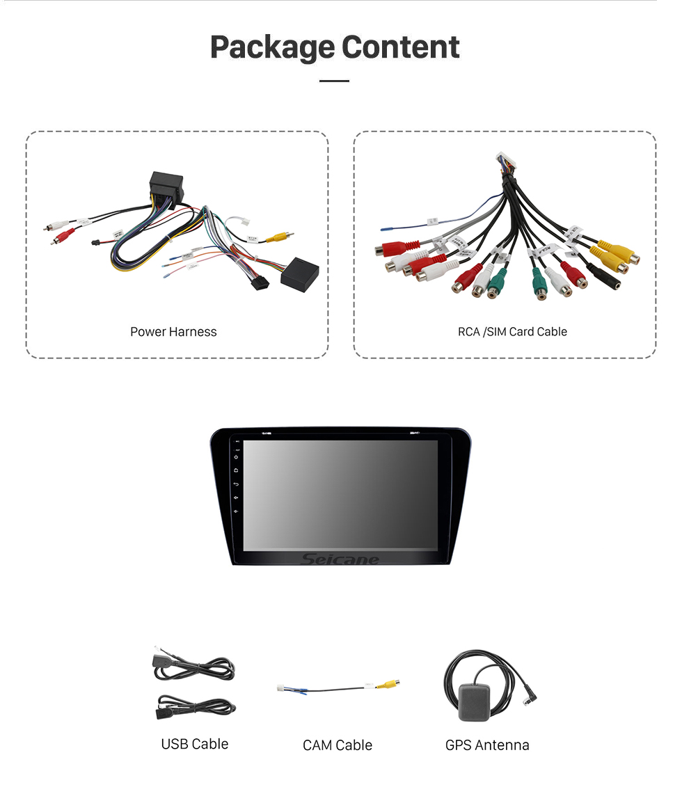 Seicane Android 10.0 10.1 pulgadas HD 1024 * 600 Radio de coche con pantalla táctil para 2015 2016 2017 SKODA Octavia (UV) Navegación GPS Bluetooth WIFI USB Conexión de espejo Soporte DVR OBD2 Control de volante Cámara de respaldo