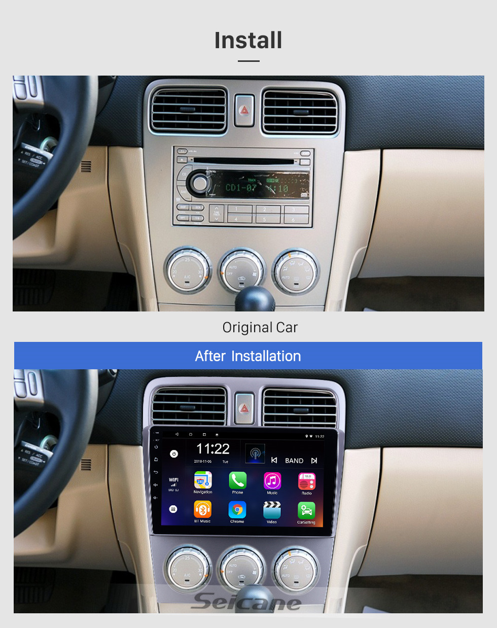 Seicane Für 2004 2005 2006 2007 2008 Subaru Forester Radio 9 Zoll Android 10.0 HD Touchscreen GPS Navigationssystem mit Bluetooth Unterstützung Carplay