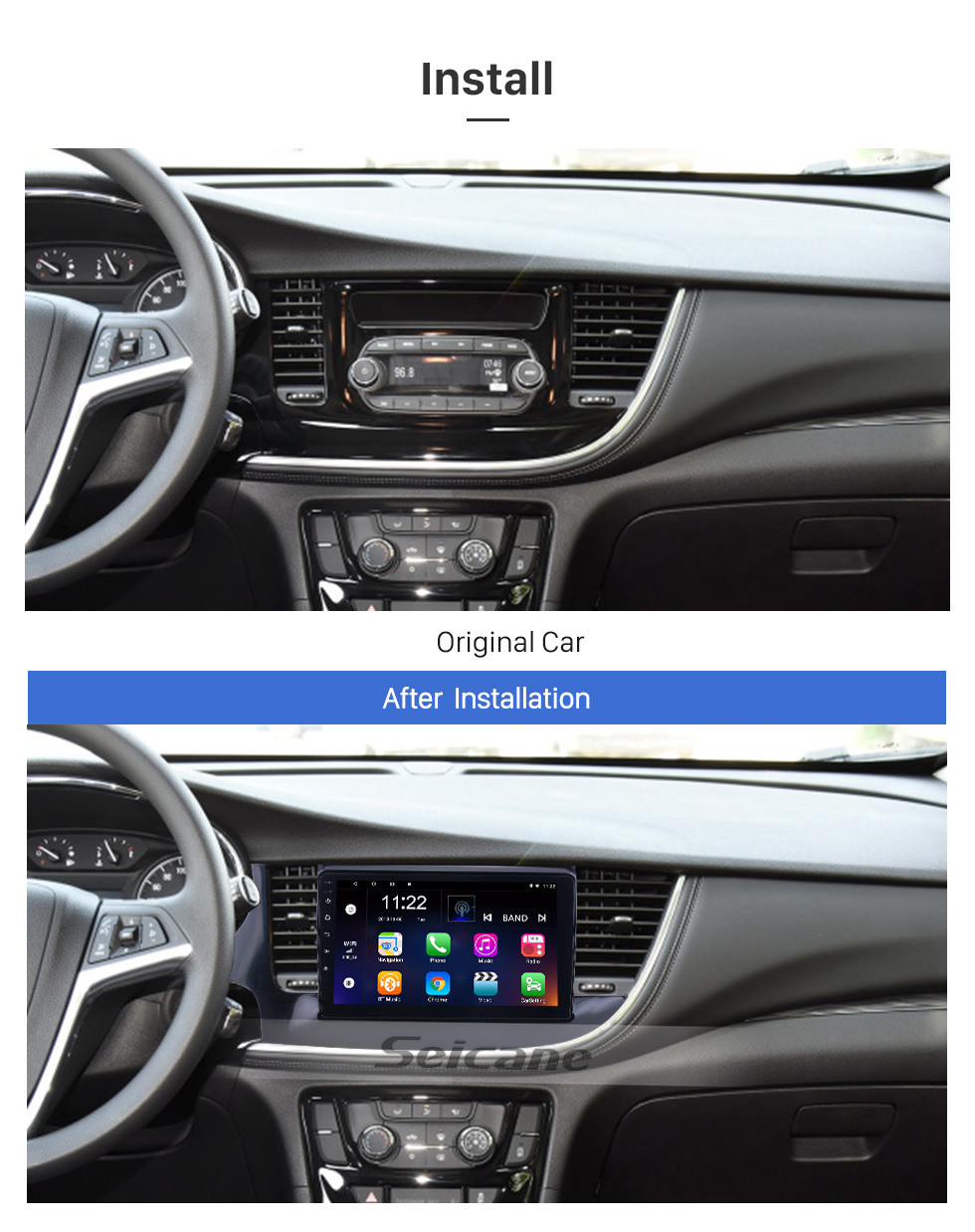 Seicane Android 10.0 9 polegadas para 2016 Buick Encore Radio HD Sistema de navegação por GPS com tela sensível ao toque com suporte Bluetooth Carplay DVR