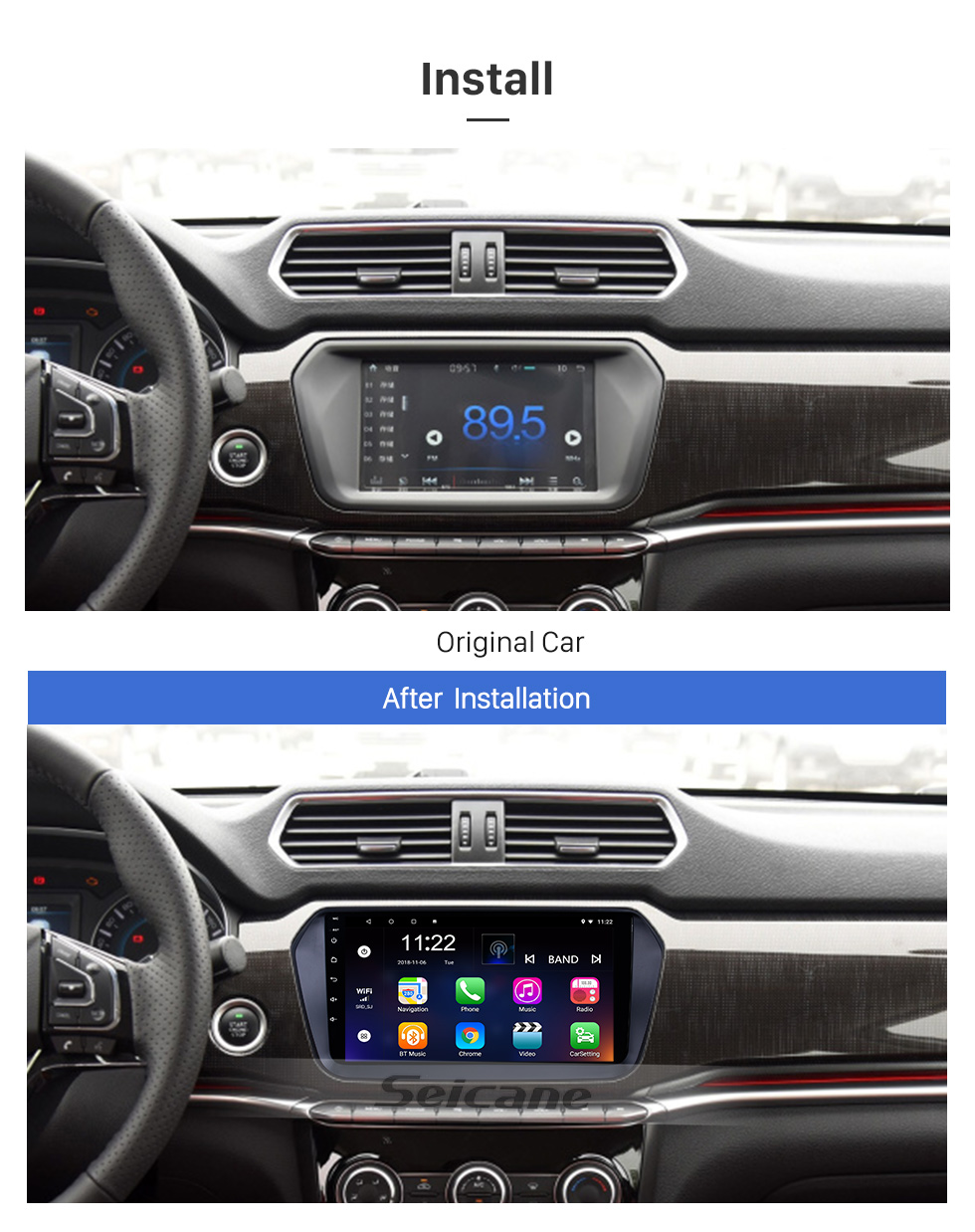 Seicane Für 2017 Great Wall Haval H2 (blaues Etikett) Radio 9 Zoll Android 10.0 HD Touchscreen GPS Navigationssystem mit Bluetooth Unterstützung Carplay SWC