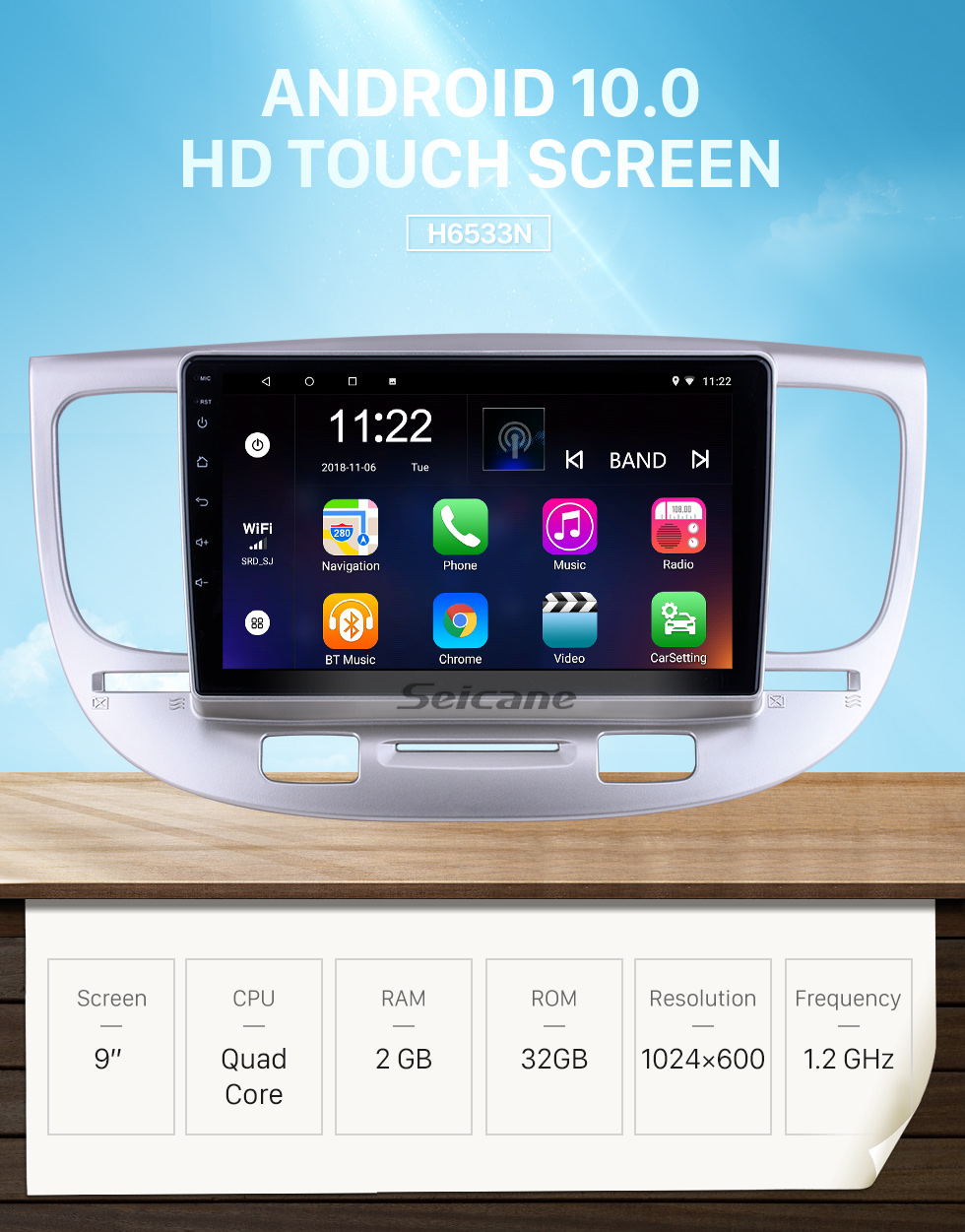 Seicane HD Touchscreen 9 inch for 2007 Kia Rio Radio Android 10.0 GPS Navigation System with Bluetooth USB support Carplay Rearview camera Seicane HD Touchscreen 9 inch for 2007 Kia Rio Radio Android 10.0 GPS Navigation System with Bluetooth USB support Carplay Rearview camera