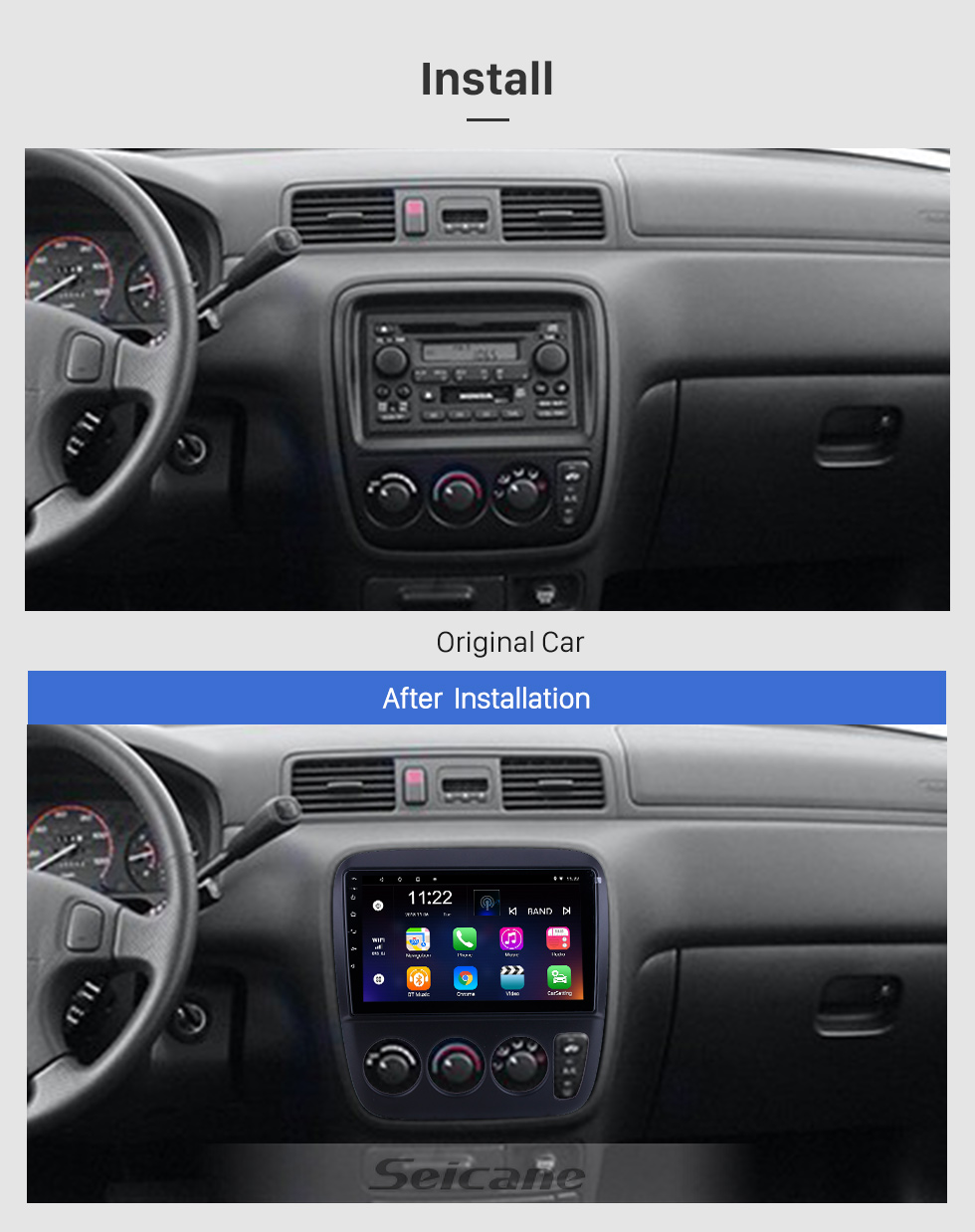 Seicane OEM 9 pouces Android 10.0 pour 1998 1999 2000 Honda CR-V Performa Radio Bluetooth HD Écran tactile Système de navigation GPS compatible Carplay TPMS Seicane OEM 9 pouces Android 10.0 pour 1998 1999 2000 Honda CR-V Performa Radio Bluetooth HD Écran tactile Système de navigation GPS compatible Carplay TPMS