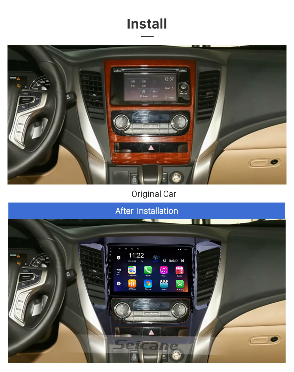 Seicane Android 10.0 de 9 pulgadas para 2015 2016 2017 Mitsubishi Pajero Sport Radio Sistema de navegación GPS con pantalla táctil HD Soporte Bluetooth Carplay DVR
